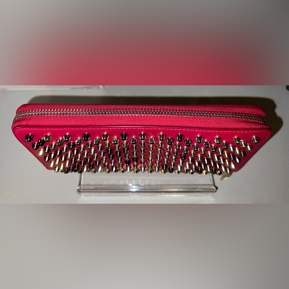 Christian Louboutin Stud Spike Zipper Pink Wallet Authentic - EUC - Picture 4 of 16